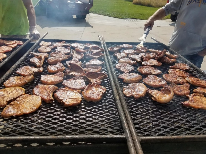 Pork chops on grill